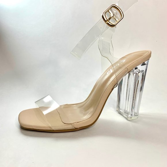 Sheln Clear Chunky Heeled Buckle Strapped Sandals - Picture 7 of 11